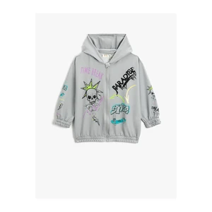 Koton Zipper Printed Hoodie &; Sweatshirt