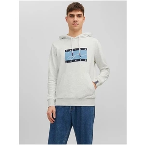 Light Grey Mens Lined Hoodie Jack & Jones Josh - Men