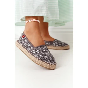 Espadrilles egy fonott platform nagy csillag AA274680 szürke