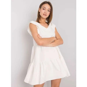 RUE PARIS Ecru dress with a frill