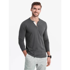 Ombre HENLEY men's neckline longsleeve - graphite