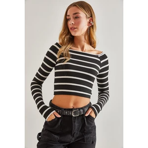 Bianco Lucci Women's Striped Crop Blouse