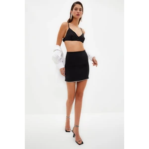 Trendyol Black Fitted Shiny Stone Skirt