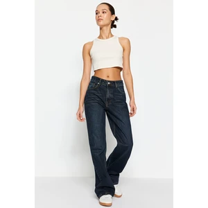 Trendyol Dark Blue High Waist Wide Leg Jeans