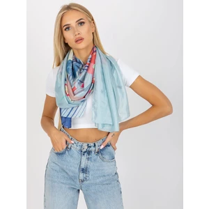 Blue thin scarf with print