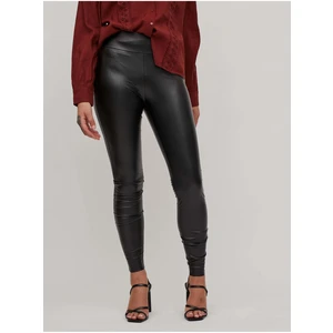 Black leatherette leggings VILA Barb - Women