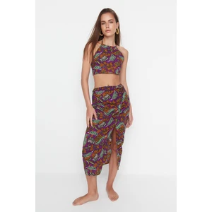 Trendyol Leaf Patterned Halter Collar Bottom-Top Set