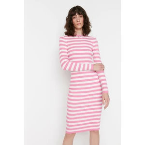 Trendyol Pink Striped Knitwear Dress