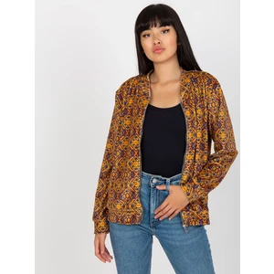 Dark yellow patterned viscose bomber sweatshirt RUE PARIS