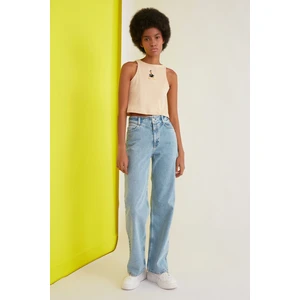 Trendyol Kék Derék Részlet High Waist 90's Wide Leg Jeans