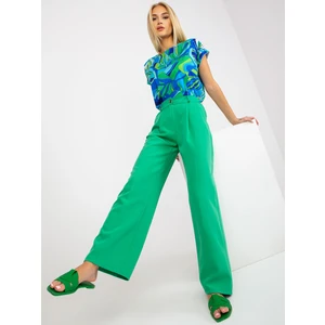 Green wide trousers with pockets