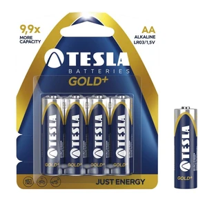 Alkalická tužková baterie AA (LR06), TESLA GOLD +, 4 kusy