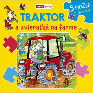 Traktor a zvieratká na farme -- 5 puzzle 9 dielikov