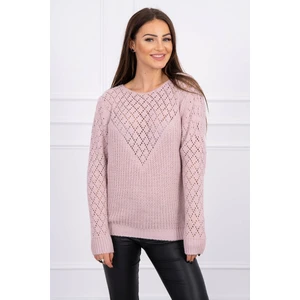 Openwork sweater powdered pink