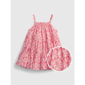 Červené holčičí baby šaty gauze tiered floral dress