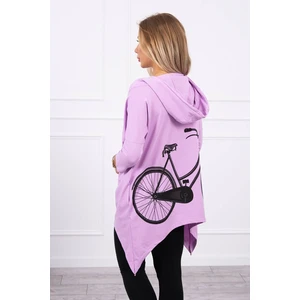 Sweatshirt with a bicycle print purple