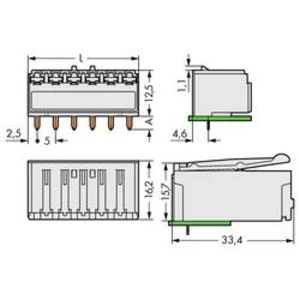 Zásuvkový konektor do DPS WAGO 2092-1325, 25.00 mm, pólů 5, rozteč 5 mm, 100 ks