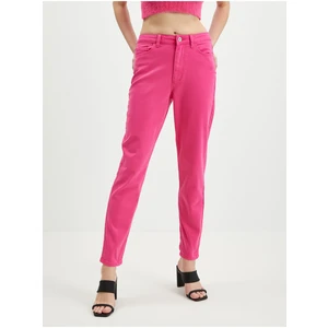 Women's Navy Pink Cropped Mom Fit Jeans Pieces Kesia - Women's