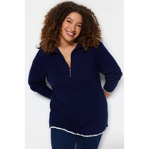 Trendyol Curve Granatowy Sweter Z Dzianiny Plus Size