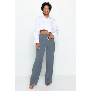 Trendyol Indigo High Waist Wide Leg/Wide Leg Pleated Woven Trousers