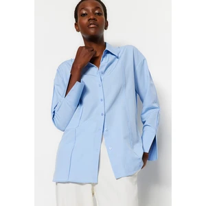 Trendyol Light Blue Rib Detailed Shirt