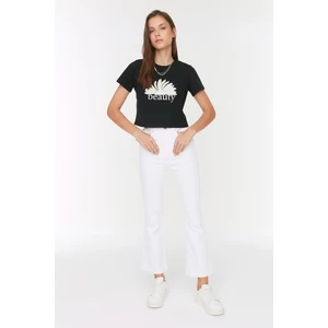 Trendyol White High Waist Crop Flare Jeans