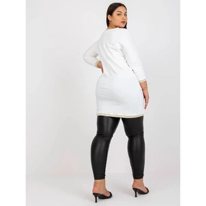 Plus size white cotton tunic with a V-neck