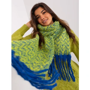 Navy blue and yellow women's scarf with patterns