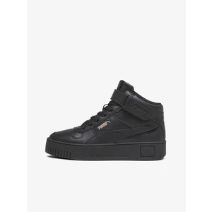 Black Women's Leather Ankle Sneakers Puma Carina Street Mid - Women's