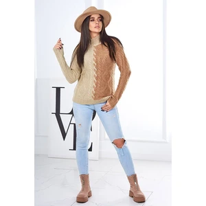 Two-tone sweater camel+beige