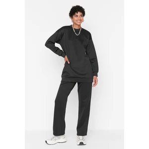 Trendyol Black Crew Neck Scuba Knitted Tracksuit Set