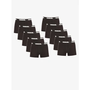 10PACK Men's Boxer Shorts Nedeto Rebel Black