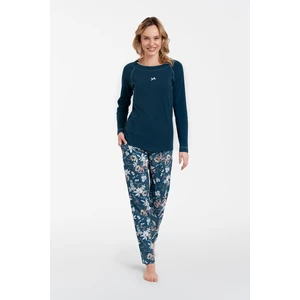 Women's pajamas Hariet long sleeves, long pants - blue-green/print