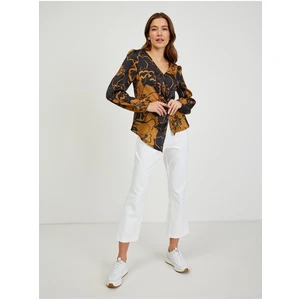 Orsay Brown-Black Ladies Satin Floral Blouse - Women