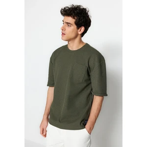 Trendyol Khaki Relaxed Crew Neck Short Sleeve Pocket Label Detailed T-Shirt