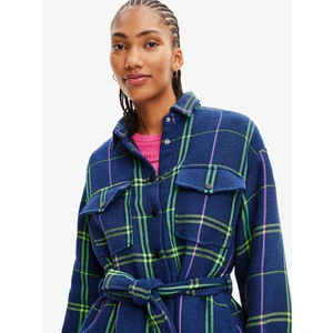 Blue Plaid Shirt Jacket Desigual Paris - Women