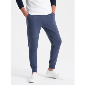 Ombre Men's sweatpants with ottoman fabric inserts - dark blue