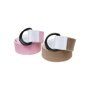 Easy D-Ring Belt Kids 2-Pack White/Beige+White/Pink