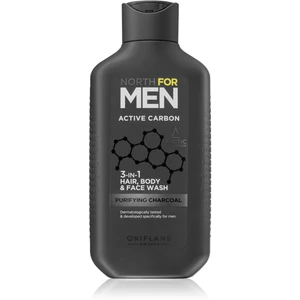 Oriflame North for Men Active Carbon osviežujúci sprchový gél 3v1 250 ml