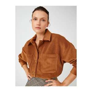 Koton Corduroy Oversized Shirt with Pockets