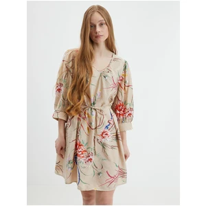 Beige Ladies Dress with Floral Pattern JDY Ava - Women