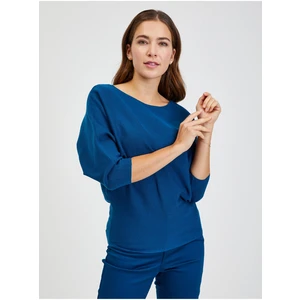 Blue Women's Ribbed Sweater with Bat Sleeves ORSAY - Ladies