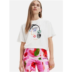 White Desigual Face T-Shirt - Women