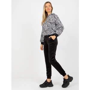 Black and white velour set with zebra sweatshirt RUE PARIS