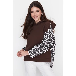 Trendyol Brown Hooded Thick Knitted Sweatshirt