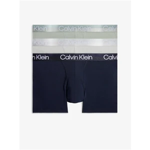 Calvin Klein Set of three men's boxer shorts in navy blue, light gray and light green ba - Men