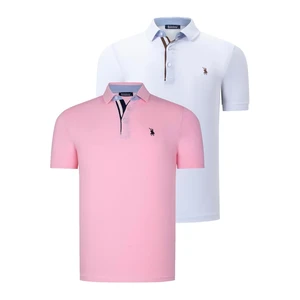 DUAL SET T8582 DEWBERRY MENS T-SHIRT-WHITE-PINK