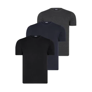 TRIPLE SET T8569 DEWBERRY BIKE COLLAR MEN'S T-SHIRT-BLACK-NAVY BLUE-ANTHRACITE