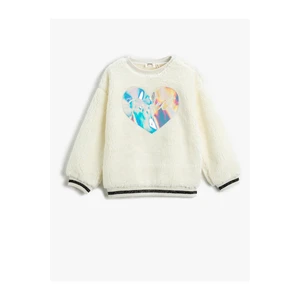 Koton Plush Sweatshirt with Shiny Applique Detailed.