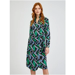 Orsay Green-Black Women Patterned Wrap Dress - Women